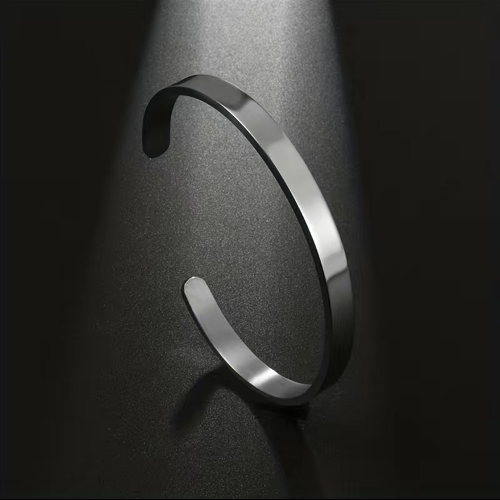 Silver Cuff Style Stackable Bangle Bracelet - image 2